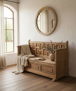 Banco escaño rústico de madera