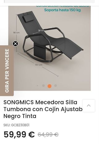 Sedia a dondolo SONGMICS nera