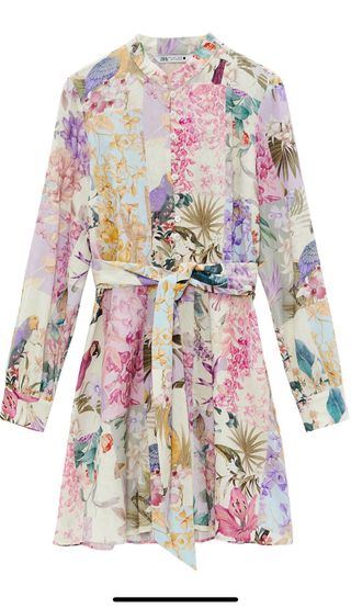 Vestido floral lino Zara