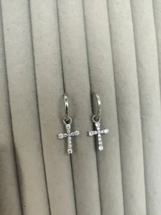 Pendientes Cruz Circonitas Plata