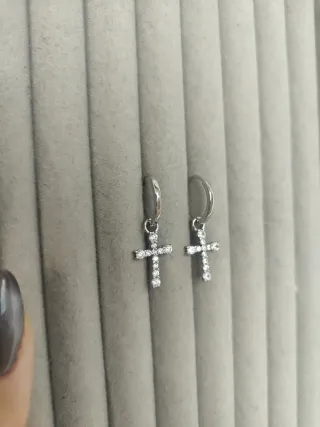 Pendientes Cruz Circonitas Plata