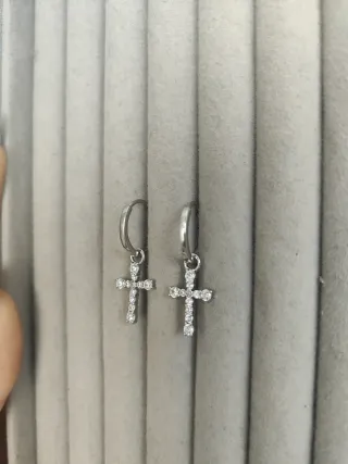 Pendientes Cruz Circonitas Plata