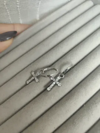 Pendientes Cruz Circonitas Plata