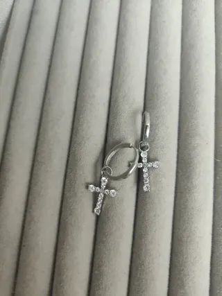 Pendientes Cruz Circonitas Plata