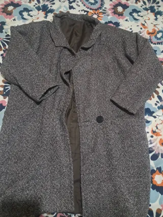 Chaqueta Abrigo Oversize Marrón y Gris y burdeos