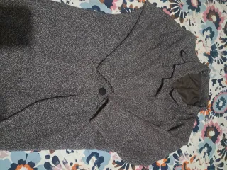 Chaqueta Abrigo Oversize Marrón y Gris y burdeos