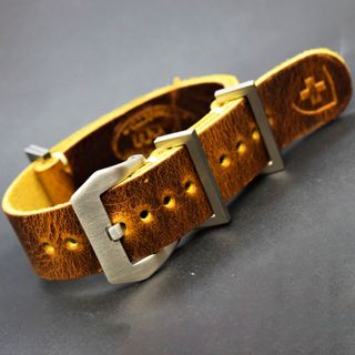 Cinturino artigianale in pelle stile NATO 18,20,22,24mm