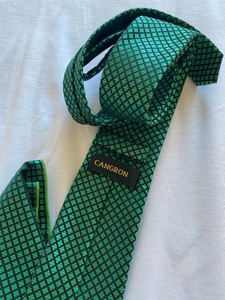 Corbata de Seda Verde y Azul Marino