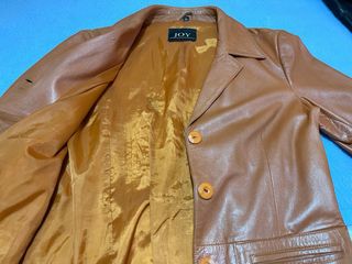 Cazadora de cuero JOY naranja