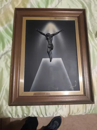 Quadro Cristo in Rilievo Legno Metallo
