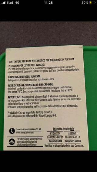 Contenitore porta vivande ermetico Coop 1500ml