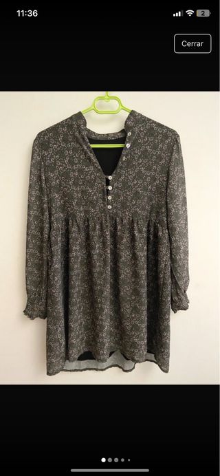 Vestido estampado flores verde y rosa