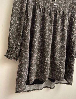 Vestido estampado flores verde y rosa