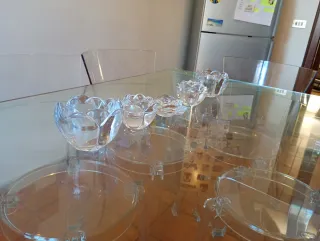 Portacandele in vetro a forma di rosa