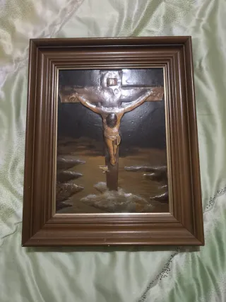 Quadro di Cristo in Metallo e Legno