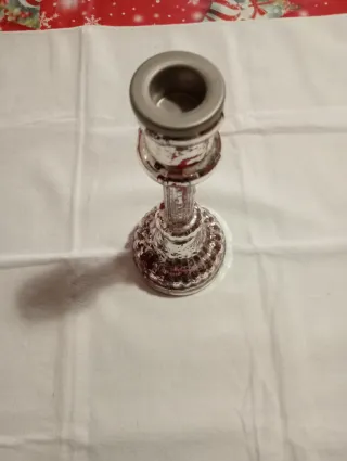 Candelabro Rosso Natalizio Vetro