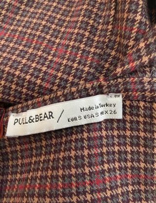 Vestido corto cuadros marrón y rojo