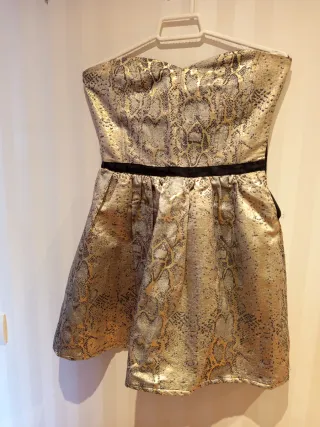 Vestido fiesta dorado y negro
