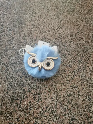 Portachiavi gufo azzurro soffice