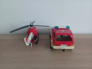 Playmobil Bomberos Helicóptero y Coche