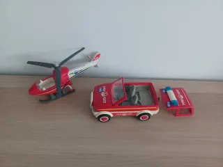 Playmobil Bomberos Helicóptero y Coche