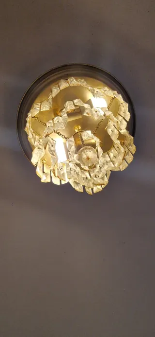 Lámpara colgante cristal y metal dorado