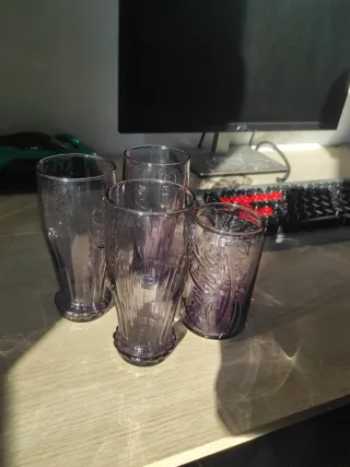 4 Vasos Coca-Cola Morados Vidrio