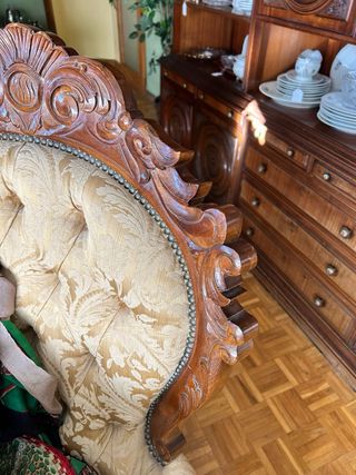 Sofá Isabelino Madera tela damasco