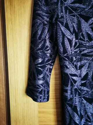 Vestido negro plateado estampado hojas