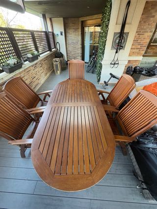 Mesa de Teca Green Design Exterior con 5 sillas ñ