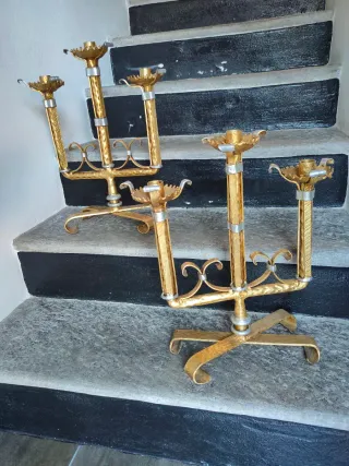 Coppia grandi candelabri Stile Brutalista