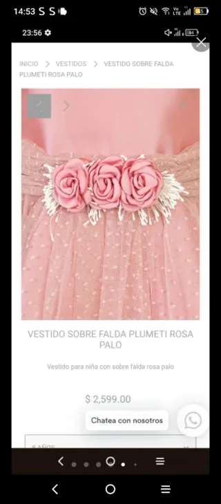 Vestido niña plumeti rosa palo