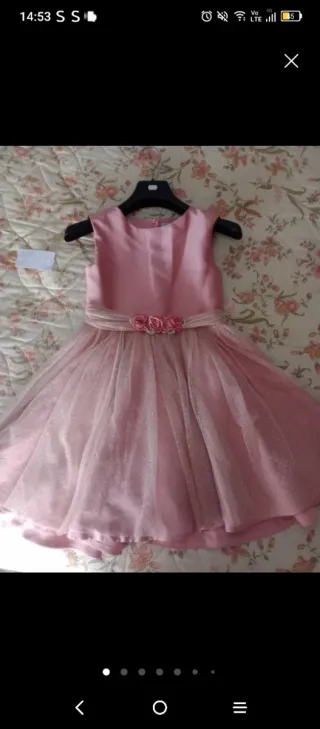 Vestido niña plumeti rosa palo