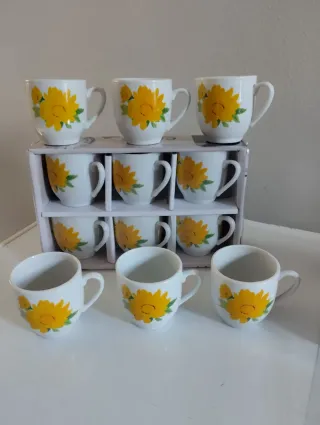 Set 12 Tazzine Caffè Girasoli Porcellana