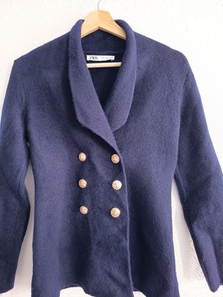 Chaqueta Zara Lana Azul Doble Botonadura