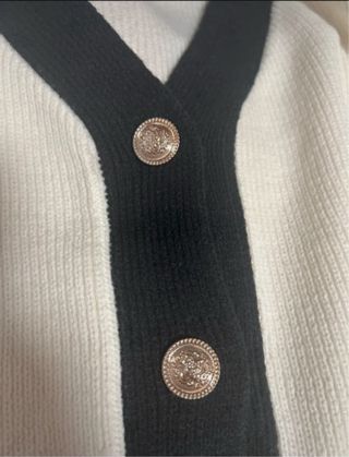 Cardigan Chic Nero Bianco Taglia L Nuovo