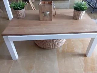 Mesa de centro madera y mimbre