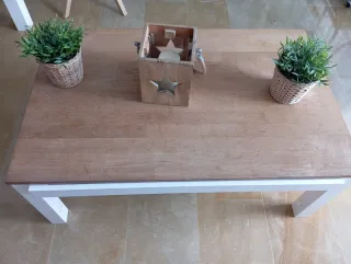 Mesa de centro madera y mimbre