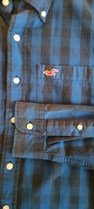 Camisa Hollister cuadros azul y negro
