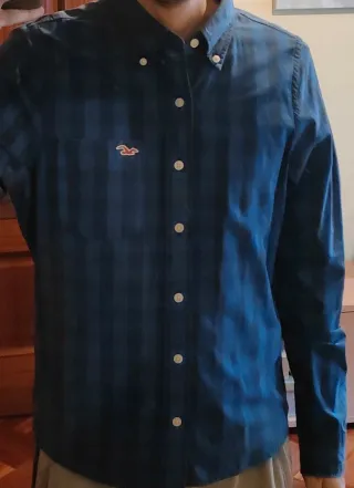 Camisa Hollister cuadros azul y negro