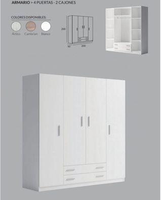 Armario 4 puertas 2 cajones