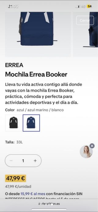 Mochila Errea Negra y Blanca Nueva