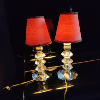 Coppia Lampade Comodino Vetro Cristallo Anni 40