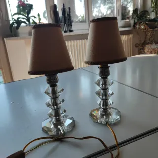 Coppia Lampade Comodino Vetro Cristallo Anni 40