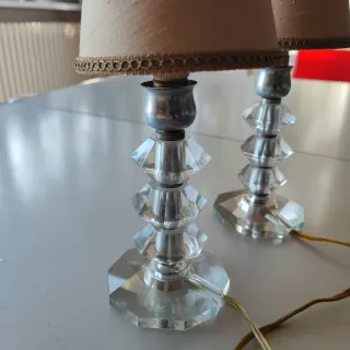 Coppia Lampade Comodino Vetro Cristallo Anni 40