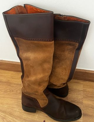 Botas de piel con cremallera Mujer