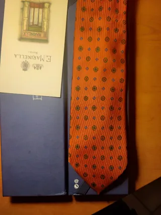 Cravatta E. Marinella Arancione Fantasia Floreale