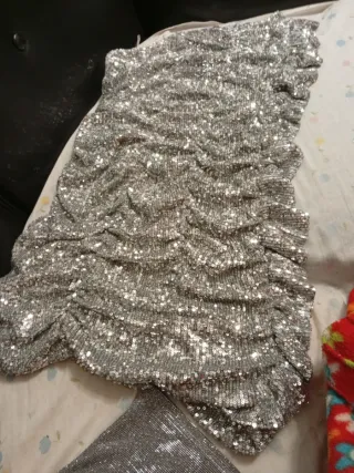 Vestido de fiesta lentejuelas plateadas