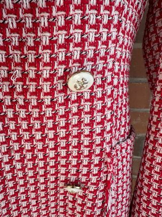 Chaqueta Zara Tweed Rojo y Blanco