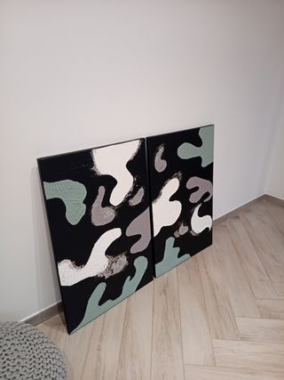 Coppia Quadri Astratti Dipinti a Mano